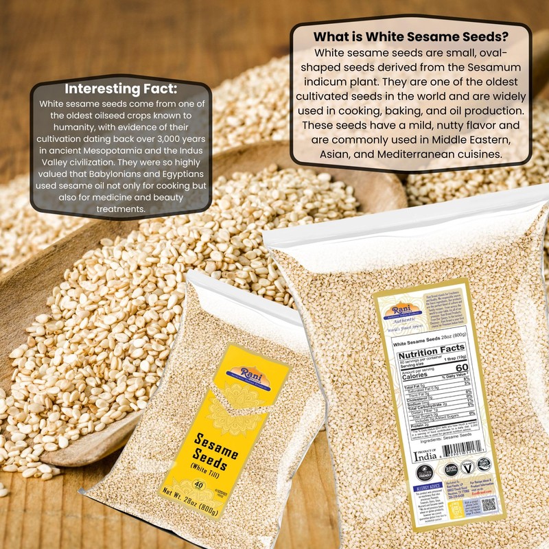 Rani Sesame Seeds Whole White, Hulled (Till) 28oz (800gm) ~