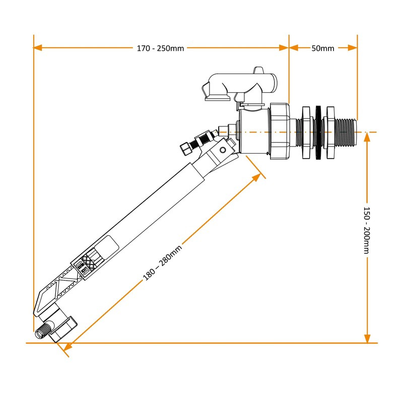 PlumbEZ Universal Side Entry Toilet Cistern Fill Valve with Adjustable