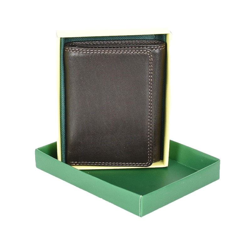 Mens Real Leather Tri-fold RFID Protected Slim Wallet Banknotes Credit