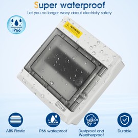 XINYIELE Outdoor Circuit Breaker Box,Power Distribution Box,Circuit Breaker Panels,Sub Panel Breaker Box, Electrical Panel Box with Clear Cover, Bus Bars and DIN Rail for Indoor and Outdoo (SH-6WAY)