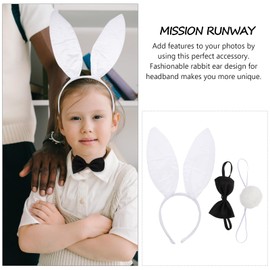 Baluue 1 Set Bunny Costume Set, Bunny Ear Headband, Cosplay Costume Bunny Suit with Stuffed Plush Bow Tie and Tail