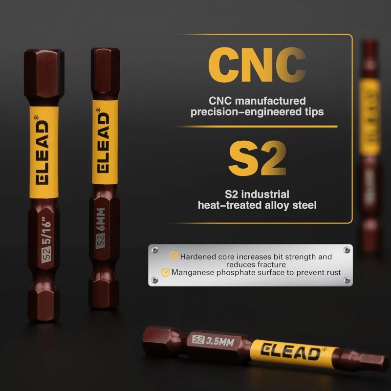 ELEAD Allen-Wrench Hex Drill Bit Set: 21PCS Durable Impact Allen