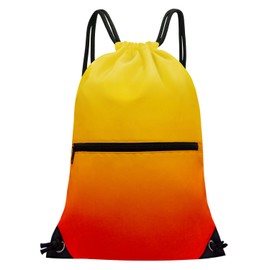 HOLYLUCK Drawstring Backpack Bag Sport Gym Sackpack, Gradient Orange and Yellow, One_Size, Sport