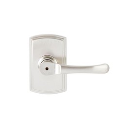 Delaney Callan Hardware Artino Privacy Door Handle, Fits Door 1-3/8 to 1-3/4 in. Thick, Satin Nickel – Reversible Left/Right-Handed Bed & Bathroom Push Button Door Lever – Easy to Install