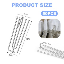Pack of 50 Stainless Steel Curtain Hooks, Metal Curtain Hooks, 4 Prong Pinch Curtain Pleat Hooks, Curtain Hooks for Curtains and Curtain Rings Rails