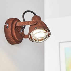 Lightbox Industrial Wall Spotlight in Vintage Look with Pivoting Head Metal Rust