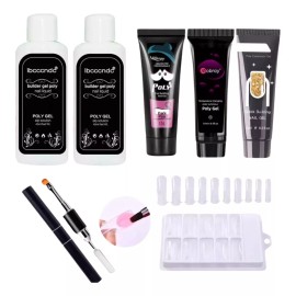 Veraly Kit  Polygel 30ml + Cepillo Y Espatula + Tips+ Slip Solución