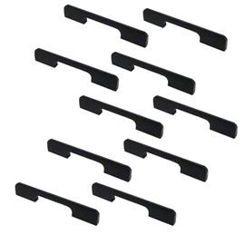 Set of 10 NUZAMAS Matt Black Cabinet Door Handles and Pulls, Furniture Drawer Handles, Zinc Alloy, 140mm Long, Kitchen Cabinet Wardrobe Knobs Bars, Center to Center 128mm