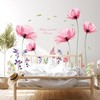 BASHOM BS-106 Pink Flowers Quotes Wall Stickers Poppy Floral Decals