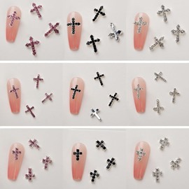 JJLFresheners 10Pack/Set 3D Cross Nail Alloy Cross for Nail Cross Nail Gems Acrylic Nail Art Decorations Supplies Alloy Rhinestones, Nail Art Accessories, Nail Art Rhinestones
