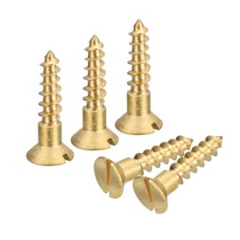sourcing map Pack of 25 Brass Wood Screws M4 x 16 mm Slotted Drive Flat Head Self-Tapping Screws Countersunk Head for Woodwork Furniture