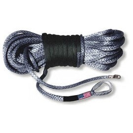 U.S. Made AMSTEEL Blue Winch Rope 3/16 inch x 50 ft Black (5,400 lb Strength) (Off-Road Vehicle Recovery)
