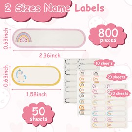 800PCS Name Tag Stickers for Daycare, Write-On Waterproof Bottle Labels, Reusable Self-Laminating Self-Adhesive Tag Stickers for School Essentials