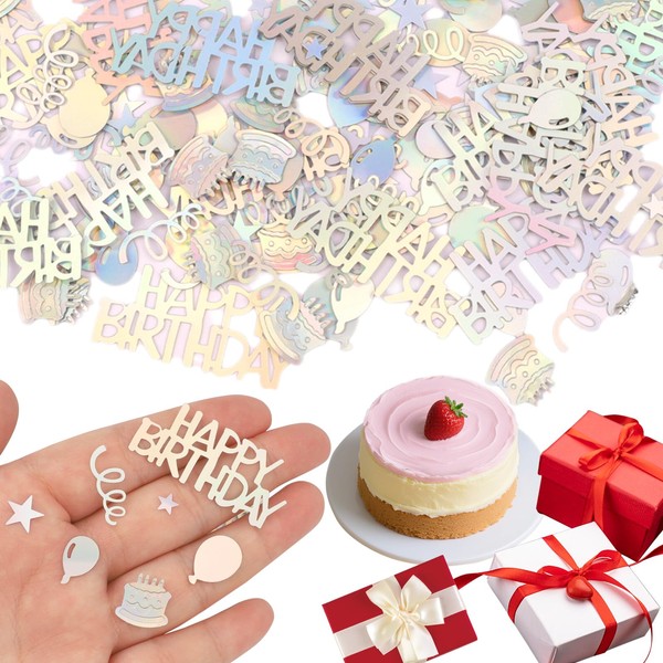 200 PCS Happy Birthday Confetti - Iridescent Glitter Party Confetti