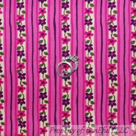 Unbranded BonEful Fabric FQ Cotton Twill PINK Purple Hot Bright Flower Calico Retro Stripe