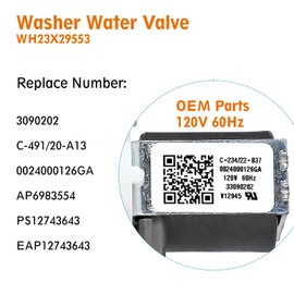 WH23X29553 Water Inlet Valve Fit for GE Washer Replaces AP6983554 PS12743643 EAP12743643 33090202 0024000126GA.