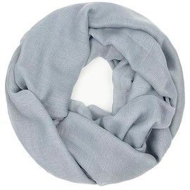 Gloop 01122-01123-P Women's Elegant Plain Loop Scarf, Tube Scarf, Plain Colour, Lightweight Tube Scarf, Light grey with glitter 01123a17