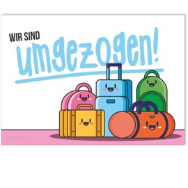 #detailverliebt dv152 Postcard Set "Wir sind umzogen "Wir sind umzogen DIN A6 I 14.8 x 10.5 I für Umzug I Auszug I Neue Adresse I Wohnungswechsel" I Moving Display I Landscape Format I dv152