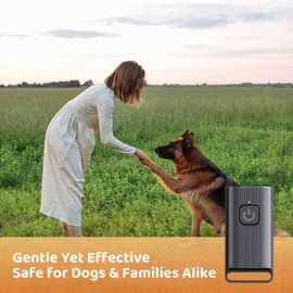 Ovyntremis Anti Barking Device for Dogs, Handheld Ultrasonic Bark Stopper with LED Light, Mini Waterproof Dog Barking Deterrent for Small, Medium, and Large Dogs