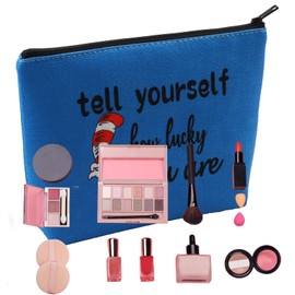 G2TUP Bolsa de cosméticos Broadway inspirada en la música Seuss Hat Bolsa de maquillaje Tell Yourself How Lucky You Are, Cuéntese a sí mismo, 1