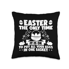 Happy Easter Egg Basket Apparel Egg Happy Easter Holy Week Resurrection Sunday Throw Pillow, 16x16, Multicolor