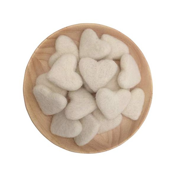Heart Shape Felt Wool Beads Balls Pom Pom Handmade DIY