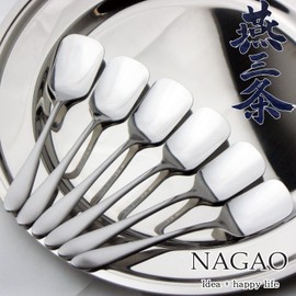 Nagao Tsubamesanjo Ice Cream Spoon, 5 + 1 set, 5.2 inches (13.3 cm), 18/0 Stainless Steel, Made in Japan