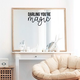 Vinyl Wall Art Decal - Darling You're Magic - 13" x 22" - Modern Inspirational Self Esteem Quote Sticker for Girls Bedroom Closet Bathroom Home Office Kids Room Decor (Black)