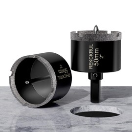 REKCKRUL 2 Inch Diamond Hole Saw with Pilot Drill Bit, 2PCS Premium Tile Hole Saws for Porcelain, Ceramic, Granite, Marble, Glass – 1-3/8" Cutting Depth, Serrated Edge & Wet/Dry Use (50mm)