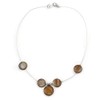 Avalaya Delicate Floating Taupe Shell Bead Wire Necklace in Silver