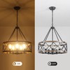 20'' Farmhouse Chandeliers for Dining Room, 5-Light Metal Wood Texture