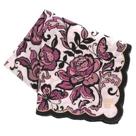 [ANNA SUI] Anna Sui 000448-0002-01 Large Print Handkerchief (22.8 inches (58 cm) Lace Style Rose & Butterfly (Pink) [100% Cotton] Women's Ladies, Pink