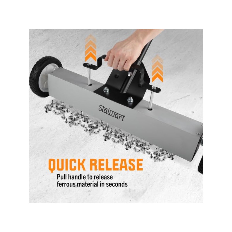 Magnetic Sweeper with Wheels - 24-Inch Rolling Nail Magnet Tool