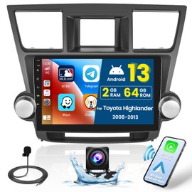 Inefala 2+64G Android 13 CarPlay Car Stereo Radio for Toyota Highlander 2008-2013, 10.1'' HD Touch Screen Compatible with Android Auto, AHD Backup Camera, Mirror Link, GPS, WiFi, FM RDS