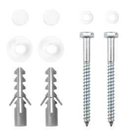 Toilet Bidet Anchor Bolts Set, Toilet Fixing Screws Kit White Cap Toilet Pan Floor Fixing Kit with Plastic Washers Toilet Fixing Pin for Floor Bathroom Toilet Toilet Mounting Accessories M6 x 70 mm