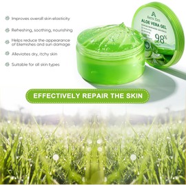 Gel de aloe vera orgánico para el rostro elaborado dentro de las 12 horas posteriores a la cosecha, gel de aloe vera 98% puro para la piel, el cuero cabelludo y el cabello, humectante facial