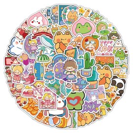 60 Pcs Cute Stickers, Cartoon Animal Aesthetic Decals, Vinyl Waterproof Stickers for Kids, Teens, Girls, Adults, for Waterbottle, Laptop, Phone