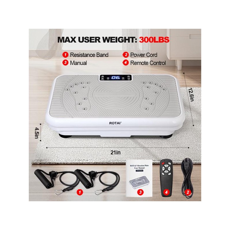 ROTAI Vibration Plate Exercise Machine with 330LBS Loading Capacity, Lymphatic