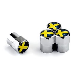 Goliton British Flag Mini Valve Cap Metal Gas Nozzle Cap - Silver (Swedish Flag)