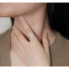 Step Forward Letter J Heart Initial Ring for Women - Adjustable 925 Sterling Silver Cute Alphabet Rings Name Jewelry for BBF - Mother Day Christmas Anniversary Birthday Thanksgiving Gifts