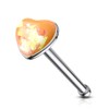 PiercedOff 316L Surgical Steel Nose Bone Stud with Orange Synthetic