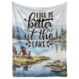 Lake House/Life Gifts Blanket Throw for Women Men - Boating/Fishing Gifts - House Decor Decorations for Home Porch Bed Sofa - Better, 50" x 65"