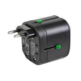 Monoprice Compact Cube Universal Travel Adapter, Supports International Power Outlets, Black