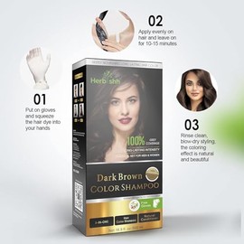 Herbishh - Champú colorante para cabello gris, champú con tinte natural para el cabello, colorea el cabello en minutos, dura hasta de 3 a 4 semanas, 5