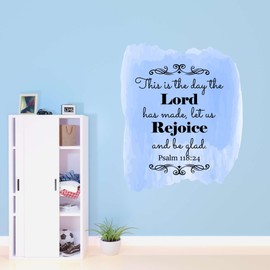 Family The Day The Lord Has Made Empowering Quote Wall Decal Decoration Bible Verse Psalm 118:24 Religious Beautiful Cursive Design Lasts Years and Easily Removable - Size: 32 in(W) x 40 in(H)