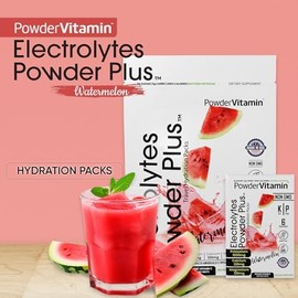 PowderVitamin Electrolytes Powder Plus, cetogénico, sandía, sin azúcar, 1000 mg de potasio, 120 mg de calcio, 120 mg de magnesio, sin OGM, cero