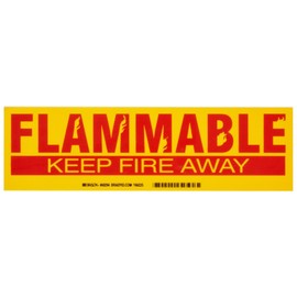 Brady 60294 3-1/2" Height, 12" Width, B-302 High Performance Polyester, Red On Yellow Color Cabinet Labels, Legend "Flammable Keep Fire Away"