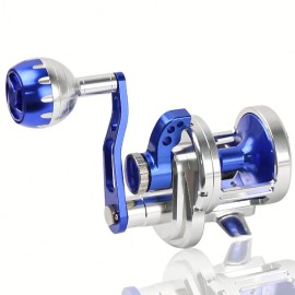 Best Budget High Gear Ratio Overhead Reel for Deep Sea Fishing Shore Deep Jig ReelSpool Capacity: 3000 Right, Color: Blue