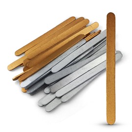 Netuno 40 Gold and Silver Wooden Craft Sticks 11.4 cm 4.5 inches Wood Popsicle Sticks Lolly Sticks Lollipop Wooden Sticks ice Cream Wood Sticks for Decoration Crafting DIY Handwork Lollypop Sticks