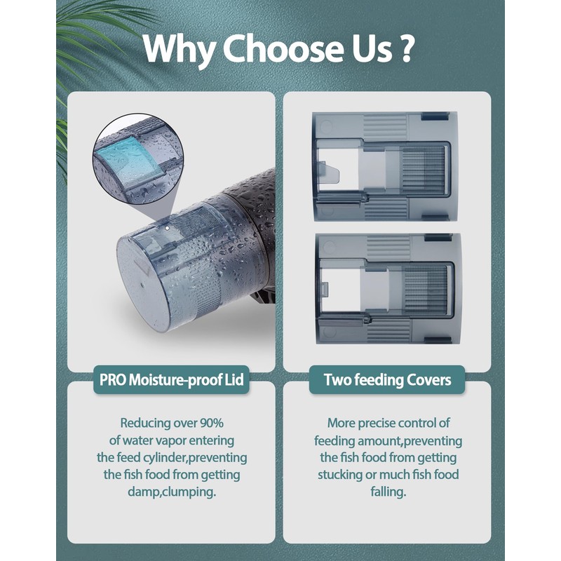 Automatic Fish Feeder Dispenser for Aquarium: 200ml Large Capacity Auto